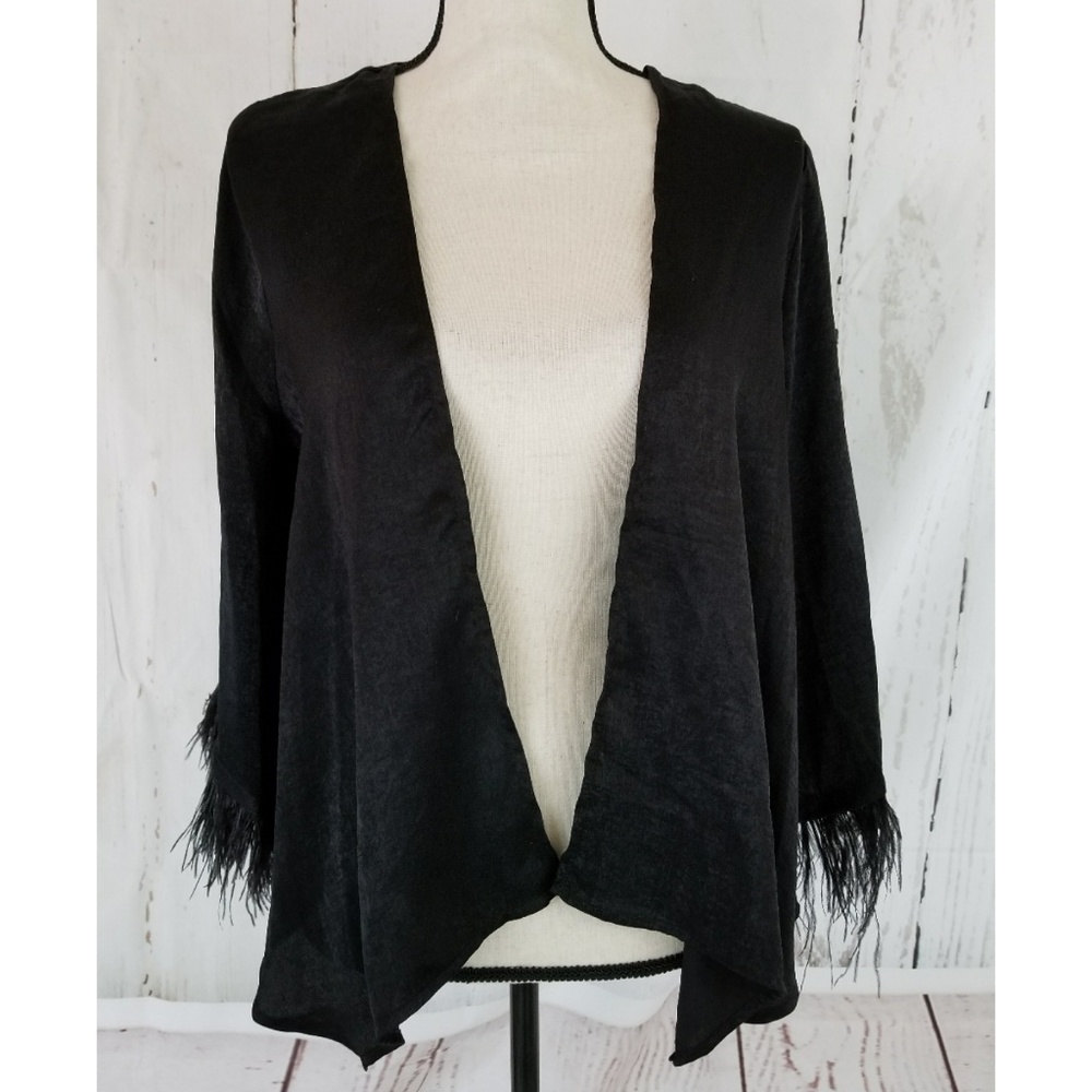 W5 Open Front Cardigan Black Fringe S / M
